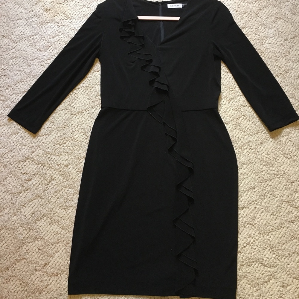 Calvin Klein Black Ruffled Midi Dress - Women’s 8